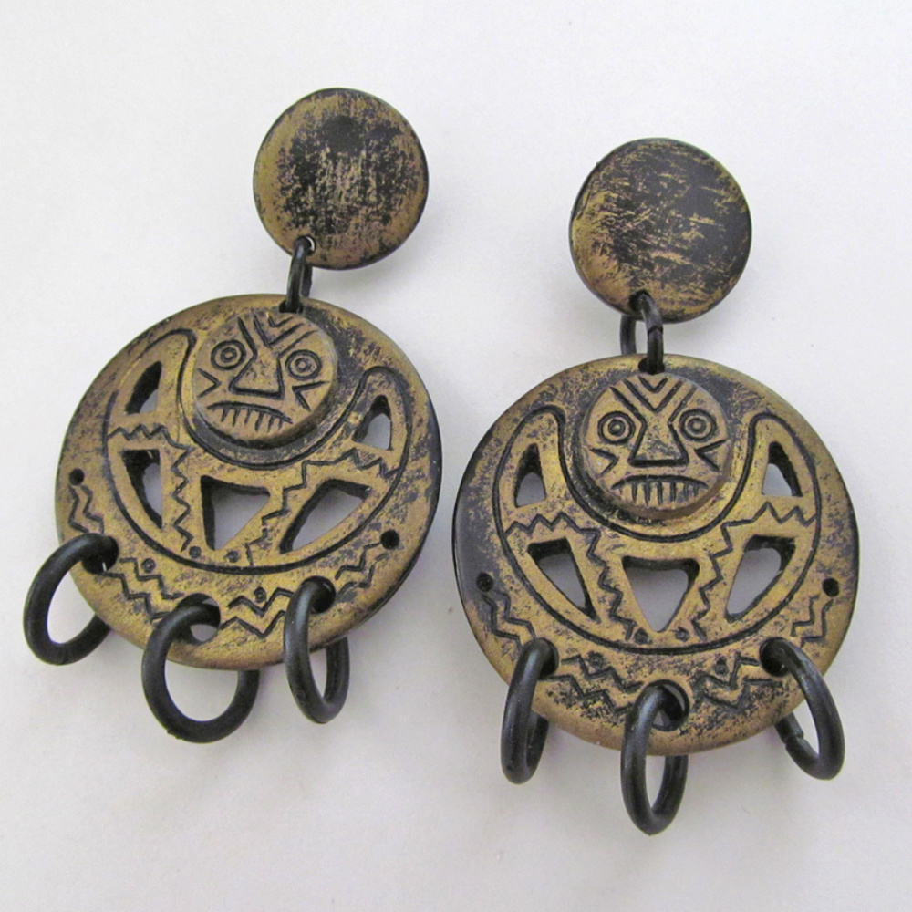 Vintage African Tribal Mask Earrings